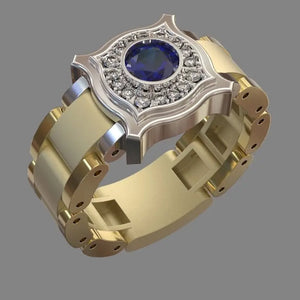 Party Men Rings Creative Watch Shaped Two Tone Design Rings for Men Wedding Ring with Size 6-14 Male Jewelry Wholesale