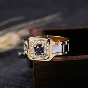 Party Men Rings Creative Watch Shaped Two Tone Design Rings for Men Wedding Ring with Size 6-14 Male Jewelry Wholesale