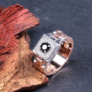 Party Men Rings Creative Watch Shaped Two Tone Design Rings for Men Wedding Ring with Size 6-14 Male Jewelry Wholesale