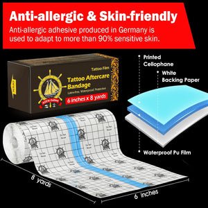 Tattoo Aftercare Bandage, 6"X 8 Yard, Tattoo Waterproof Bandage, Second Skin Tat