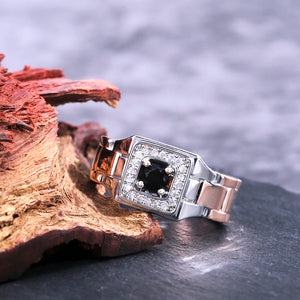 Party Men Rings Creative Watch Shaped Two Tone Design Rings for Men Wedding Ring with Size 6-14 Male Jewelry Wholesale