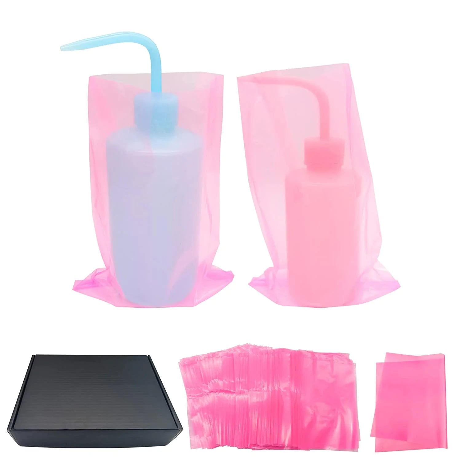 300Pcs Pink Tattoo Wash Bottle Bags,Thicken Disposable Squeeze Bottle Bags,For Tattoo Bottles Tattoo Supplies Tattoo Kits